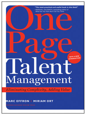 cover image of One Page Talent Management, with a New Introduction